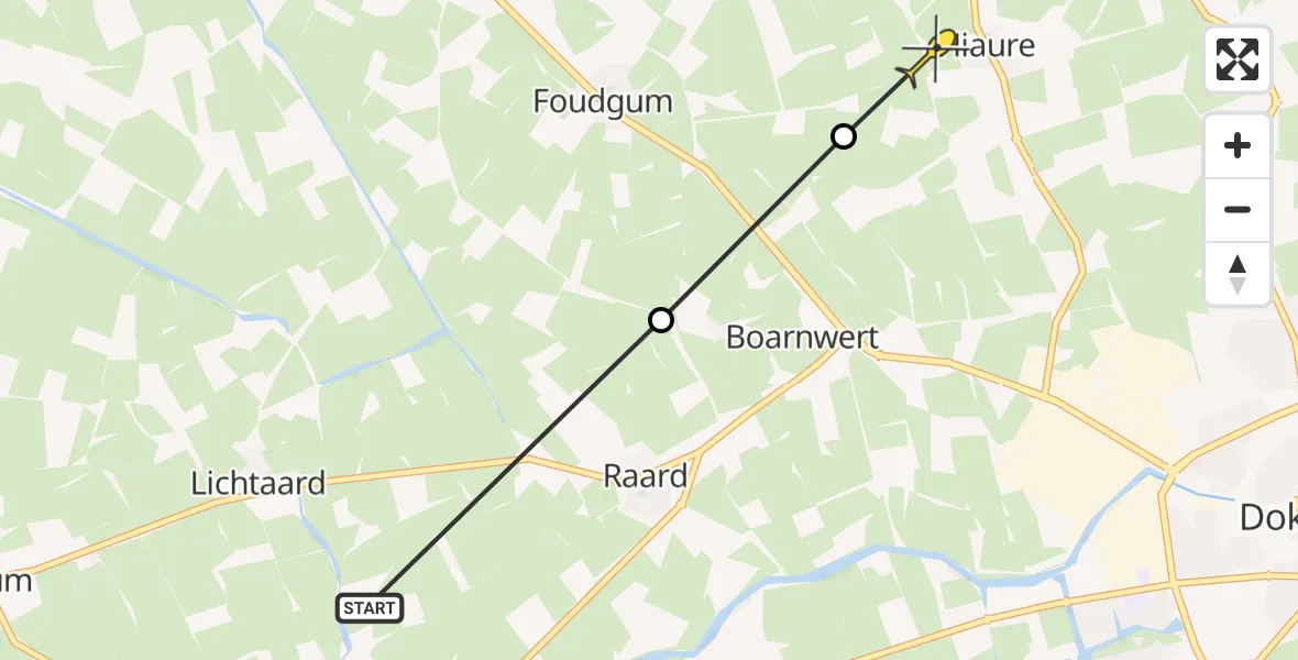 Routekaart van de vlucht: Ambulancehelikopter naar Hiaure