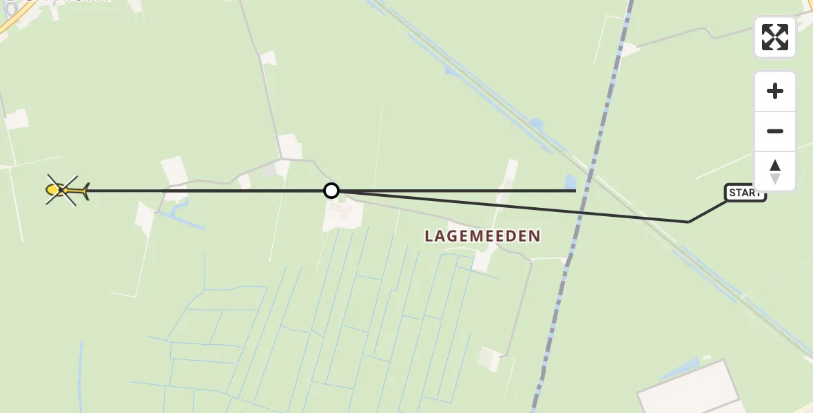 Routekaart van de vlucht: Ambulanceheli naar Den Horn