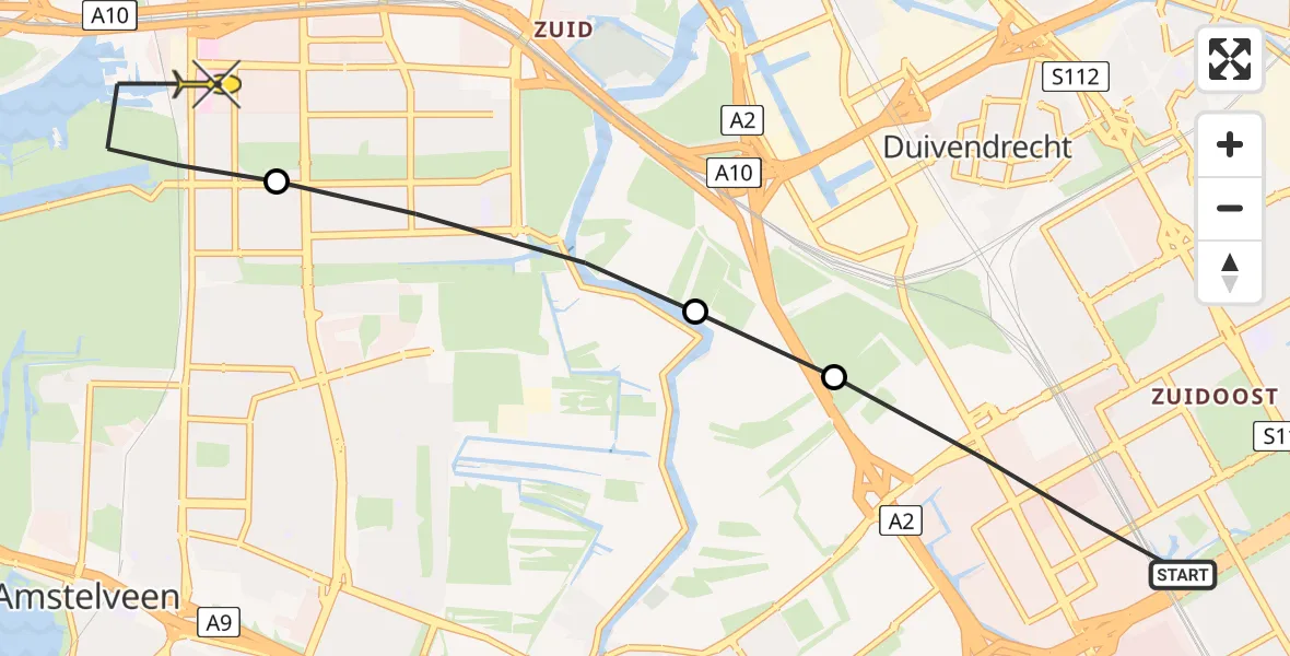 Routekaart van de vlucht: Lifeliner 1 naar VU Medisch Centrum Amsterdam