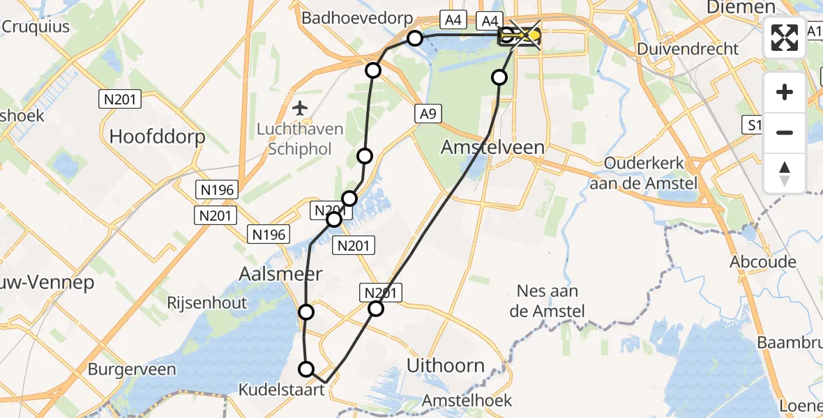 Routekaart van de vlucht: Lifeliner 1 naar VU Medisch Centrum Amsterdam