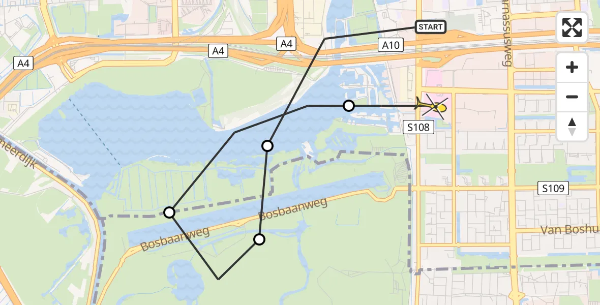 Routekaart van de vlucht: Lifeliner 1 naar VU Medisch Centrum Amsterdam