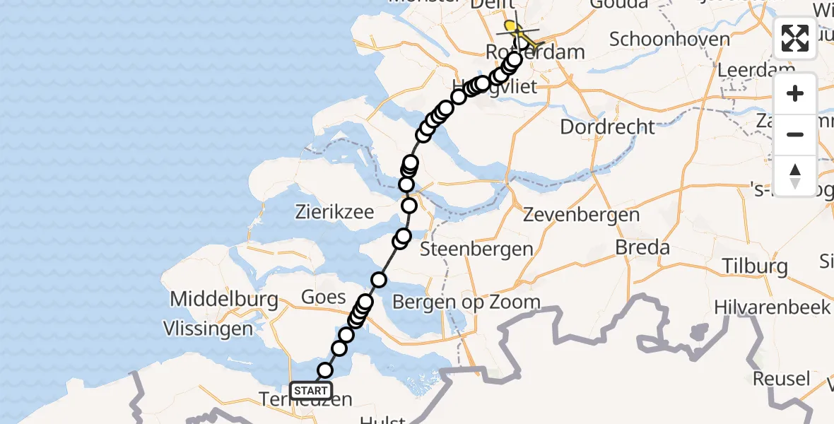 Routekaart van de vlucht: Lifeliner 2 naar Rotterdam The Hague Airport