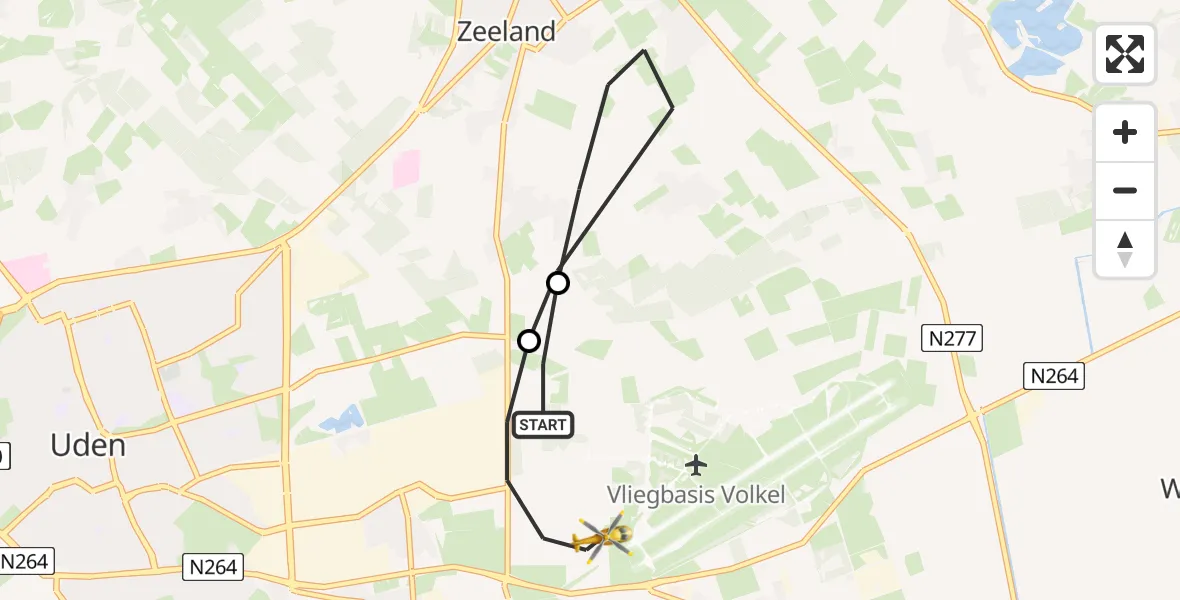 Vluchtroute Traumahelikopter Vliegbasis Volkel - Vliegbasis Volkel, 13 februari 2023, 11:06