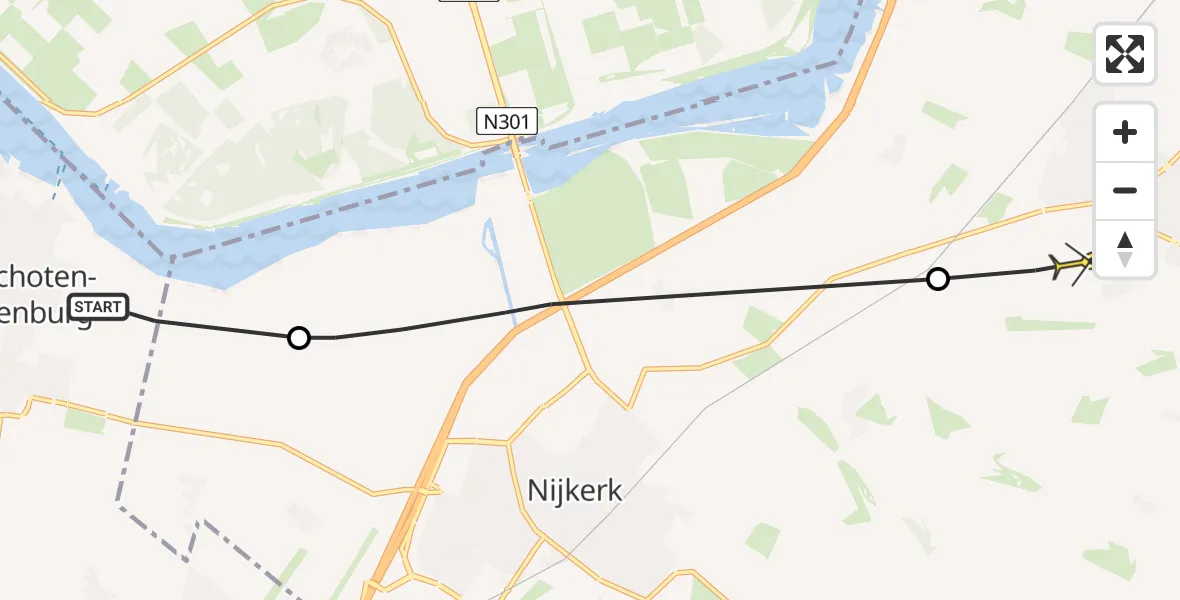 Routekaart van de vlucht: Politiehelikopter naar Putten