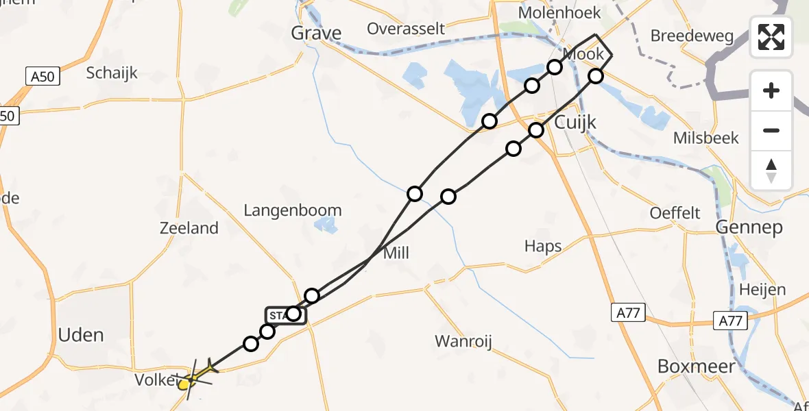 Routekaart van de vlucht: Lifeliner 3 naar Volkel