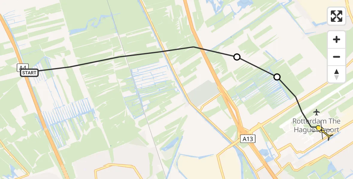 Routekaart van de vlucht: Lifeliner 2 naar Rotterdam The Hague Airport