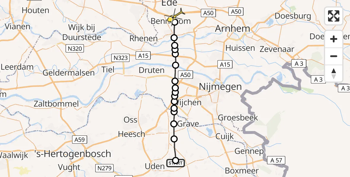 Routekaart van de vlucht: Lifeliner 3 naar Bennekom