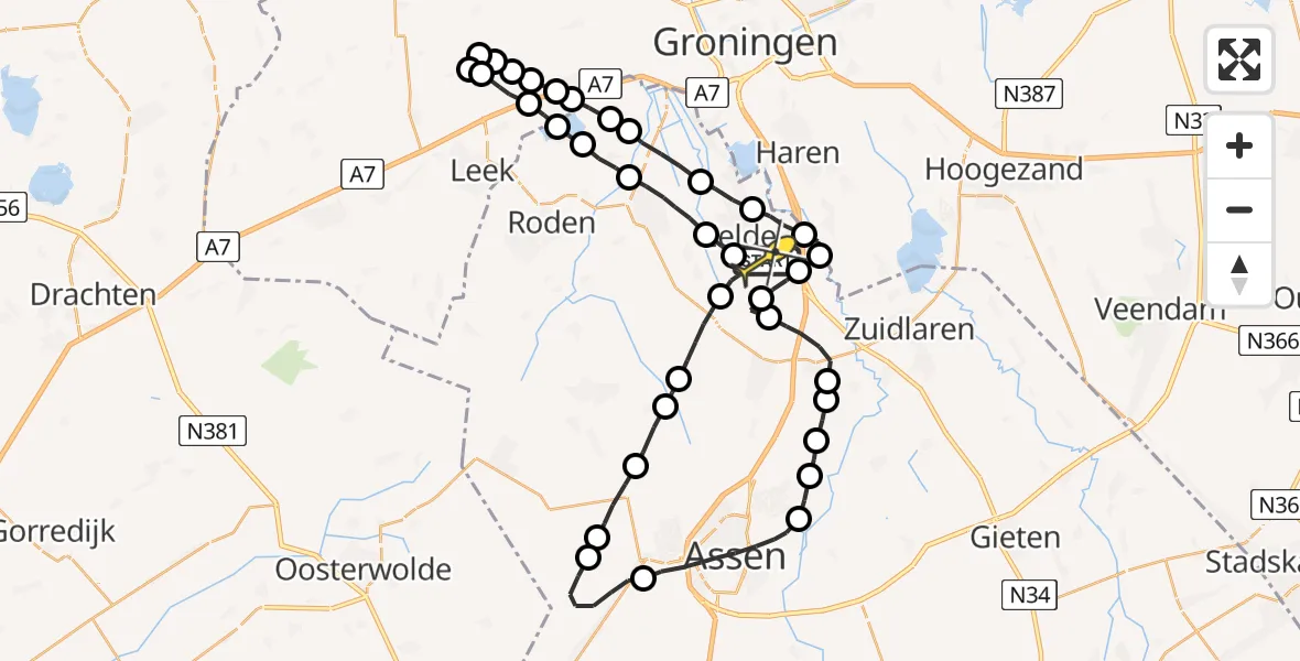 Routekaart van de vlucht: Lifeliner 4 naar Groningen Airport Eelde