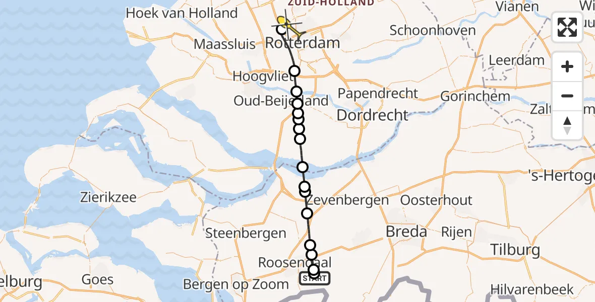 Routekaart van de vlucht: Lifeliner 2 naar Rotterdam The Hague Airport