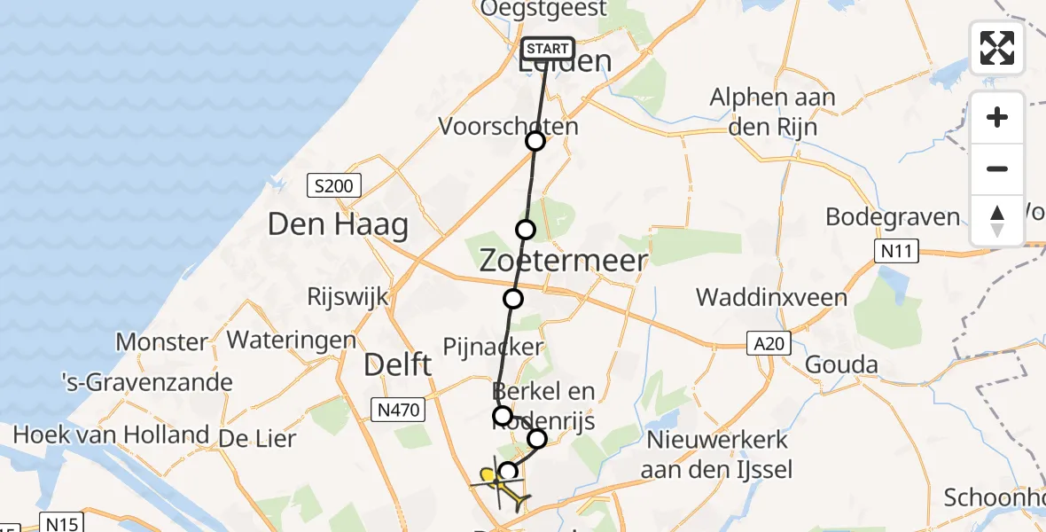 Routekaart van de vlucht: Lifeliner 2 naar Rotterdam The Hague Airport