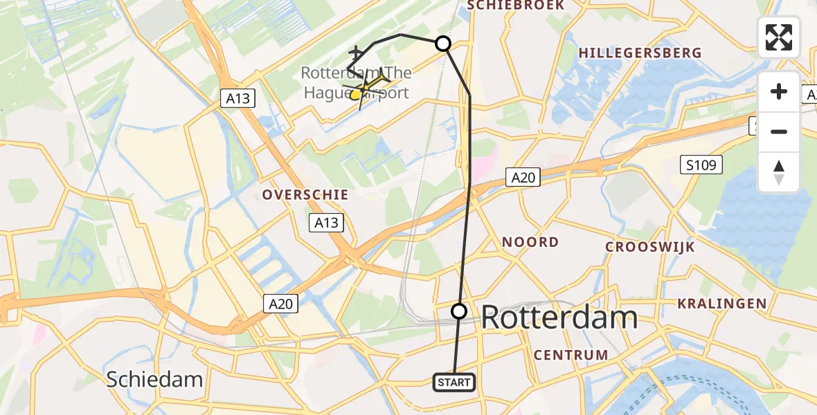 Routekaart van de vlucht: Lifeliner 2 naar Rotterdam The Hague Airport