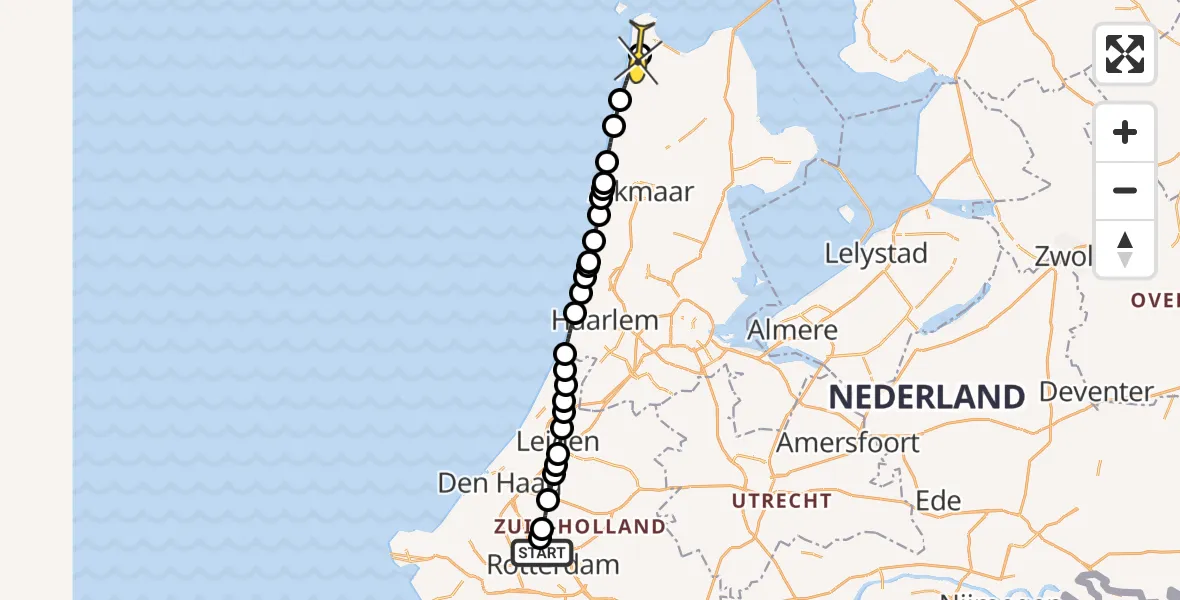 Routekaart van de vlucht: Lifeliner 2 naar Julianadorp