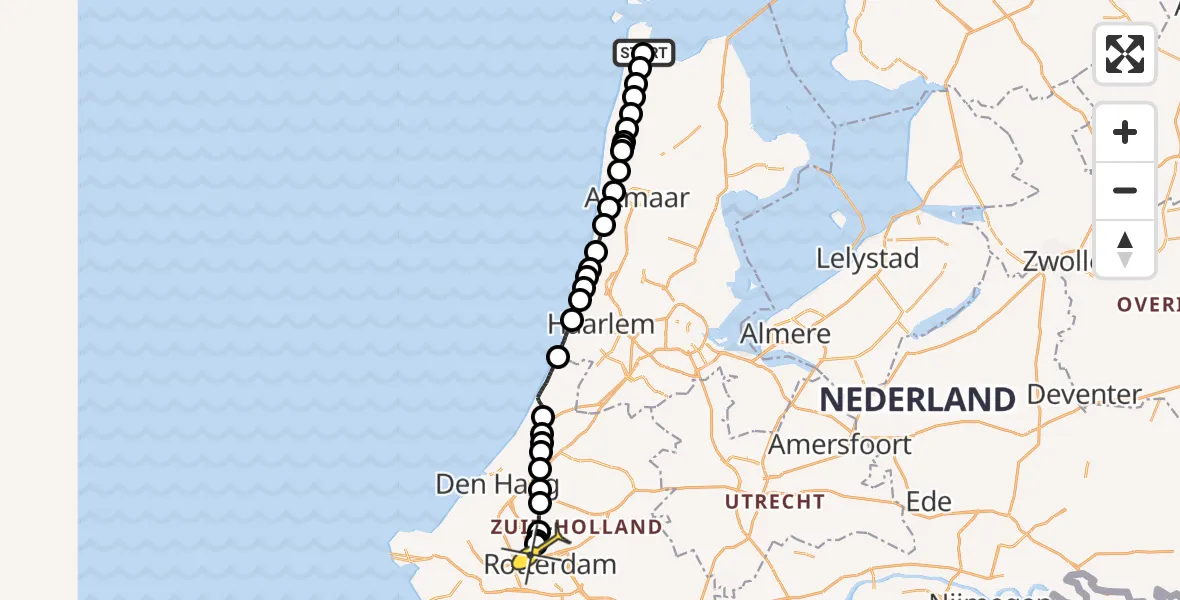 Routekaart van de vlucht: Lifeliner 2 naar Rotterdam The Hague Airport