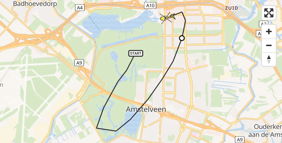 Routekaart van de vlucht: Lifeliner 1 naar VU Medisch Centrum Amsterdam