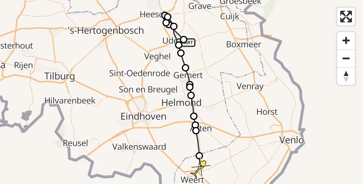 Routekaart van de vlucht: Lifeliner 3 naar Nederweert