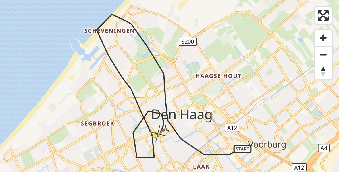 Routekaart van de vlucht: Lifeliner 2 naar Den Haag