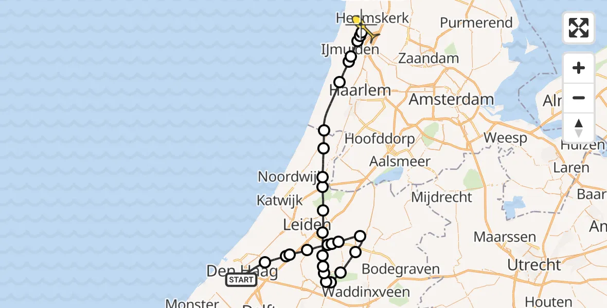 Routekaart van de vlucht: Lifeliner 2 naar Beverwijk