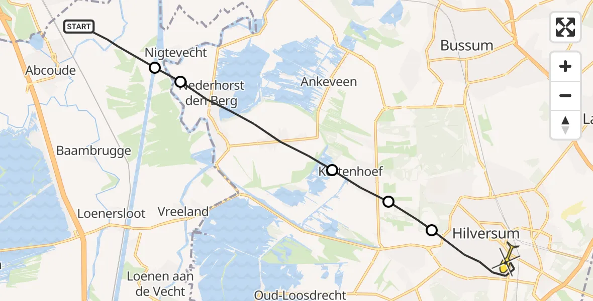 Routekaart van de vlucht: Lifeliner 2 naar Hilversum