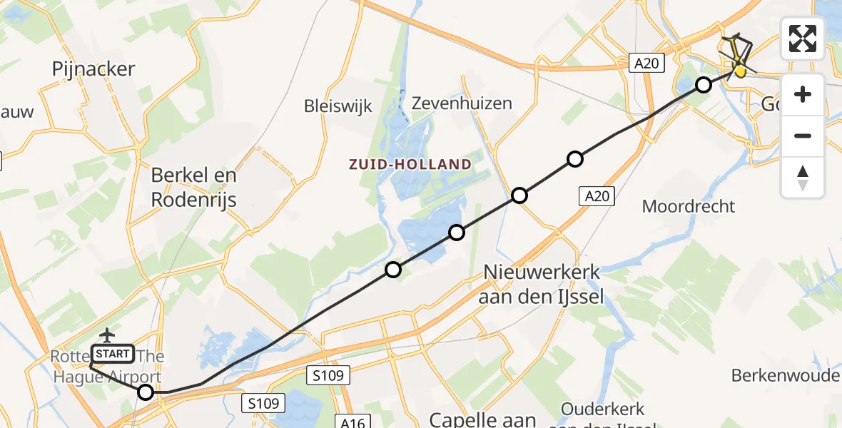 Routekaart van de vlucht: Lifeliner 2 naar Gouda