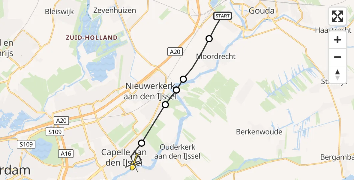 Routekaart van de vlucht: Lifeliner 2 naar Capelle aan den IJssel