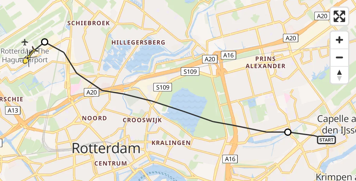 Routekaart van de vlucht: Lifeliner 2 naar Rotterdam The Hague Airport