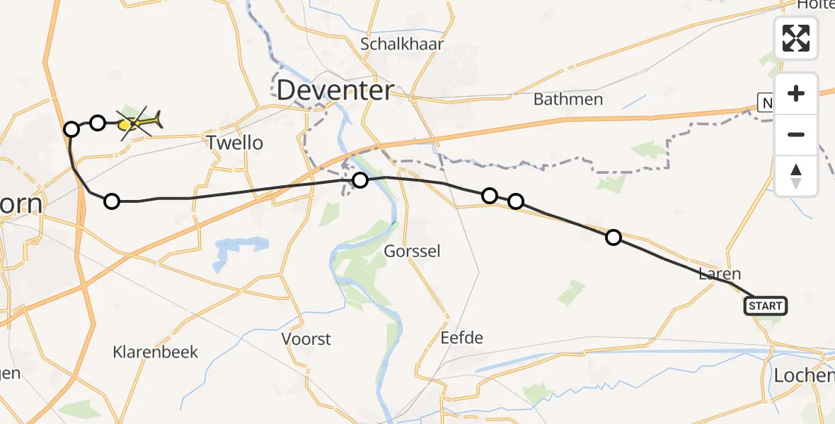 Routekaart van de vlucht: Lifeliner 3 naar Vliegveld Teuge