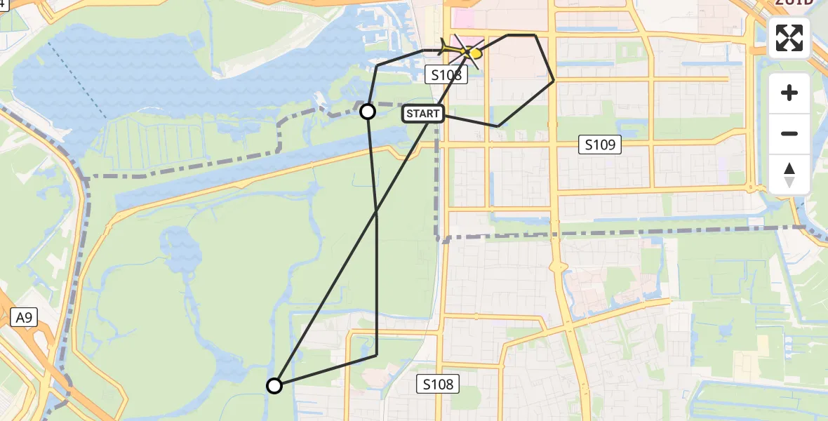 Routekaart van de vlucht: Lifeliner 1 naar VU Medisch Centrum Amsterdam