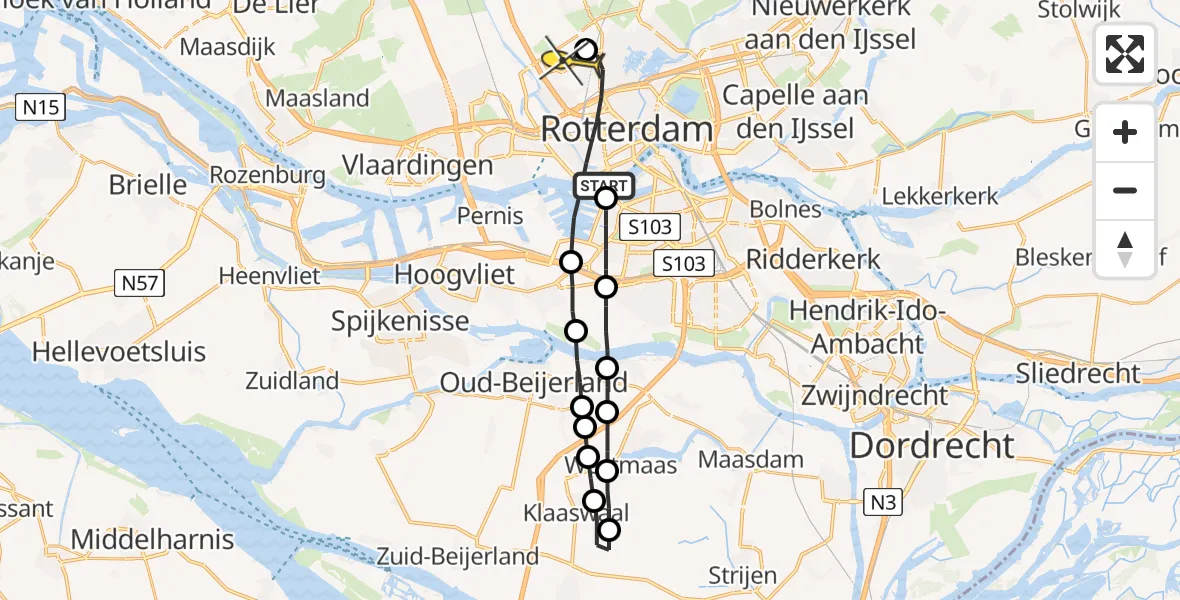 Routekaart van de vlucht: Lifeliner 2 naar Rotterdam The Hague Airport