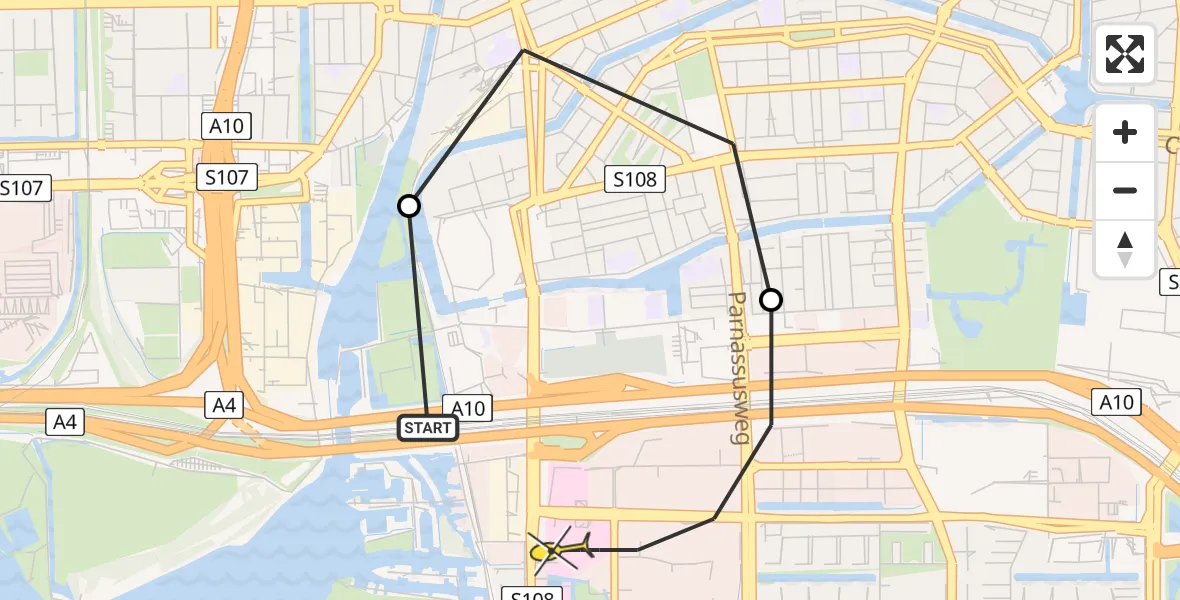 Routekaart van de vlucht: Lifeliner 1 naar VU Medisch Centrum Amsterdam
