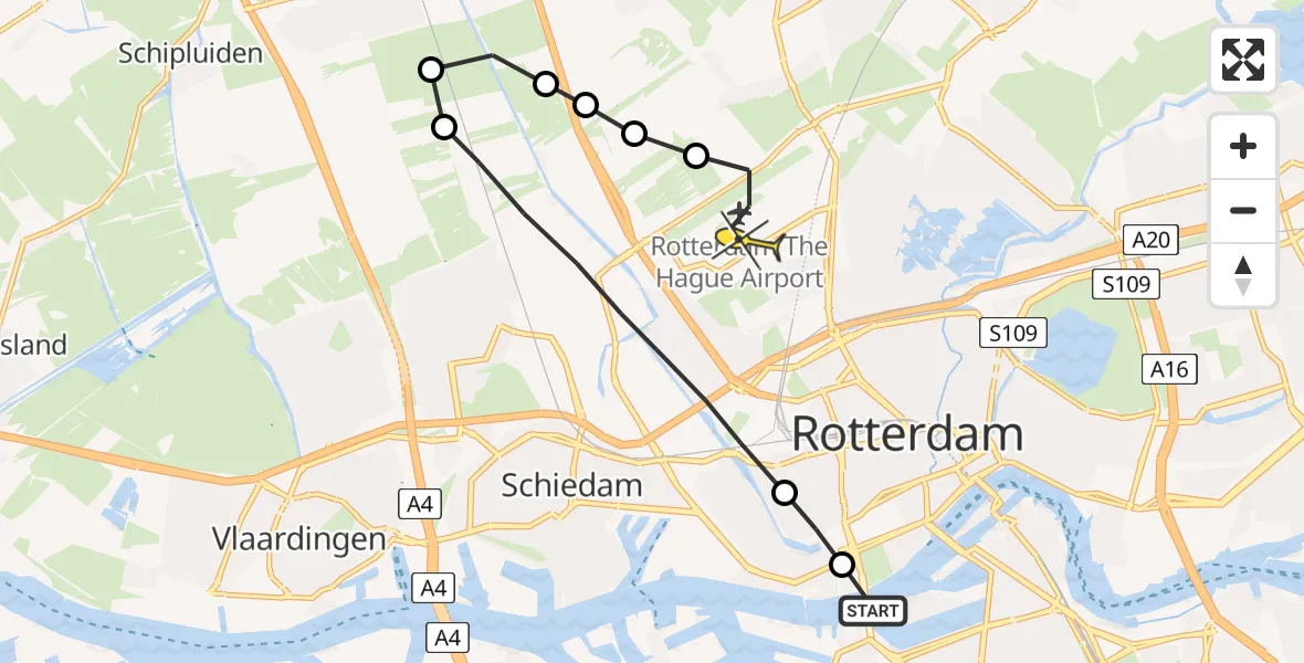 Routekaart van de vlucht: Lifeliner 2 naar Rotterdam The Hague Airport