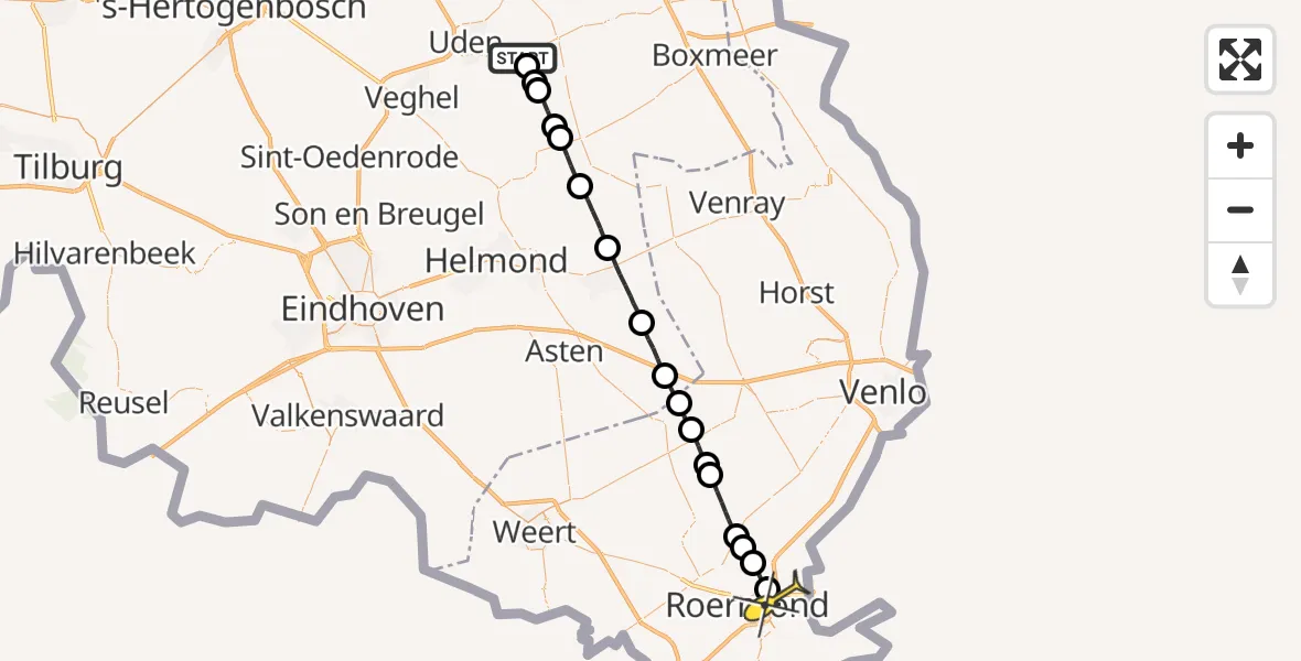 Routekaart van de vlucht: Lifeliner 3 naar Roermond