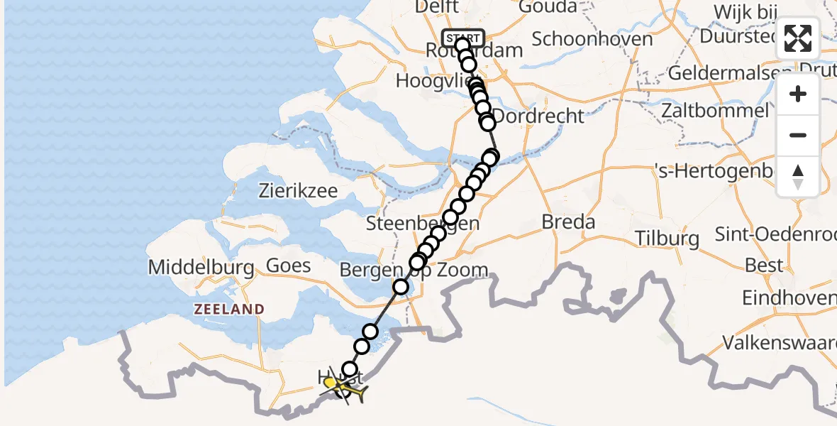 Routekaart van de vlucht: Lifeliner 2 naar Kapellebrug