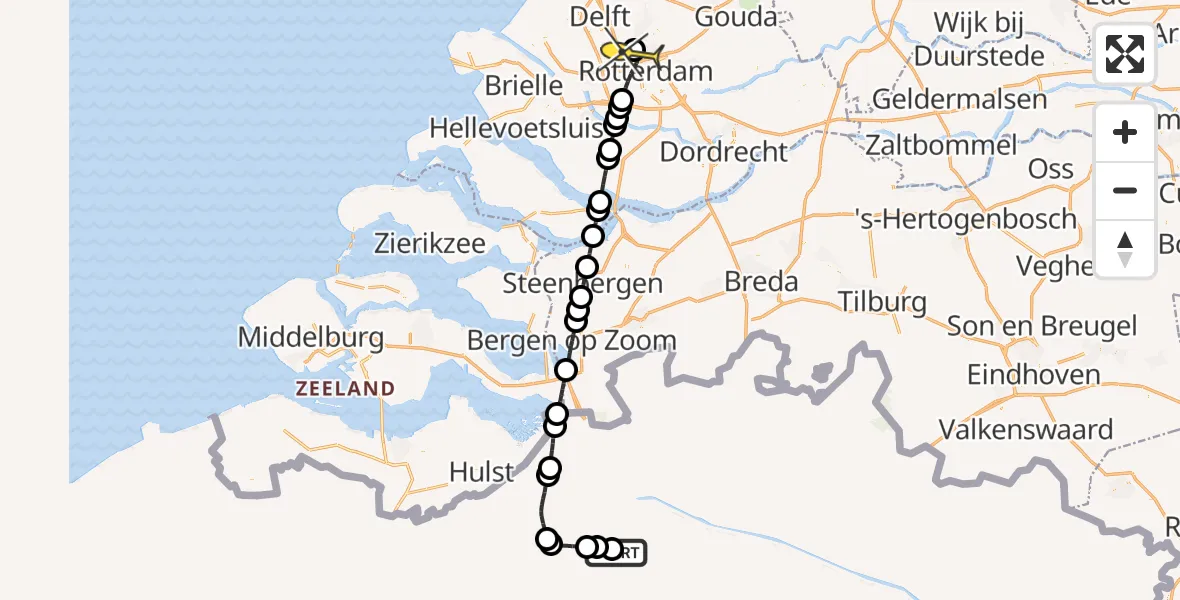 Routekaart van de vlucht: Lifeliner 2 naar Rotterdam The Hague Airport
