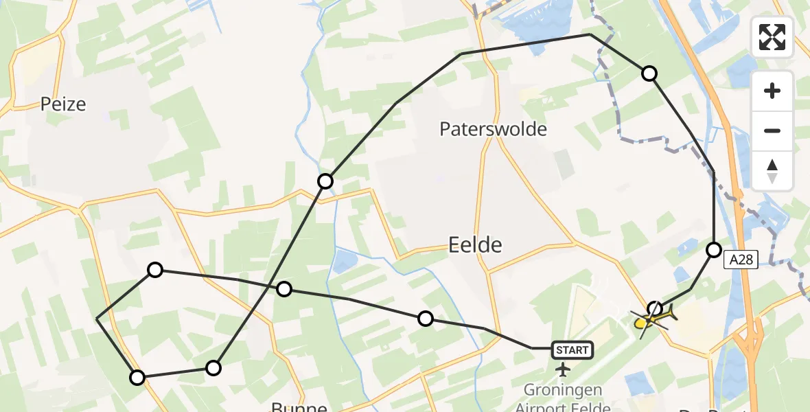 Routekaart van de vlucht: Lifeliner 4 naar Groningen Airport Eelde