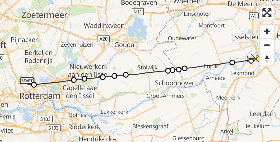 Routekaart van de vlucht: Lifeliner 2 naar Vianen