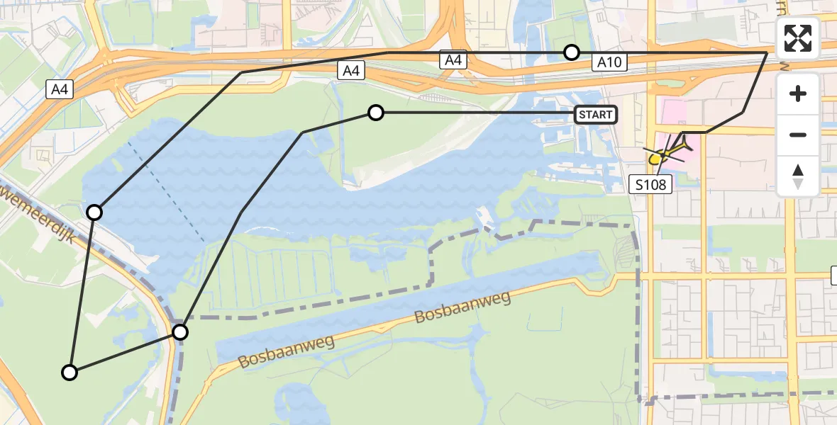 Routekaart van de vlucht: Lifeliner 1 naar VU Medisch Centrum Amsterdam