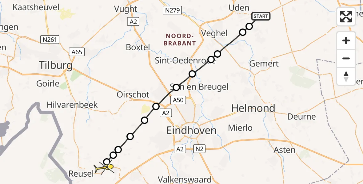 Routekaart van de vlucht: Lifeliner 3 naar Bladel