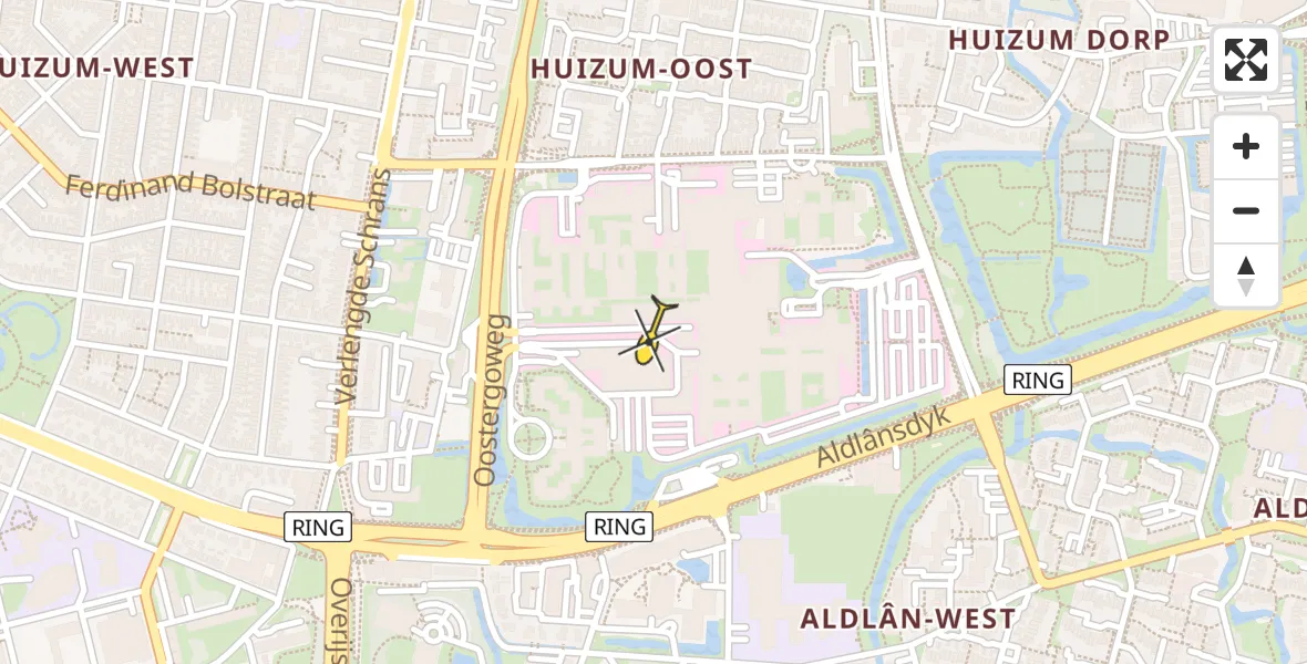 Routekaart van de vlucht: Lifeliner 1 naar Leeuwarden