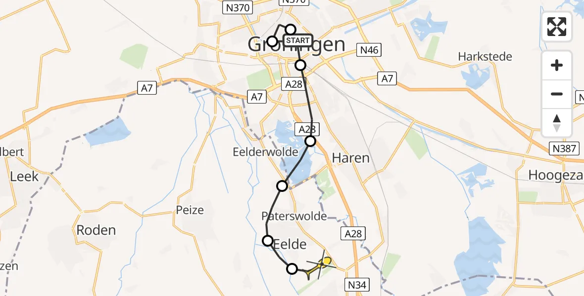 Routekaart van de vlucht: Lifeliner 4 naar Groningen Airport Eelde