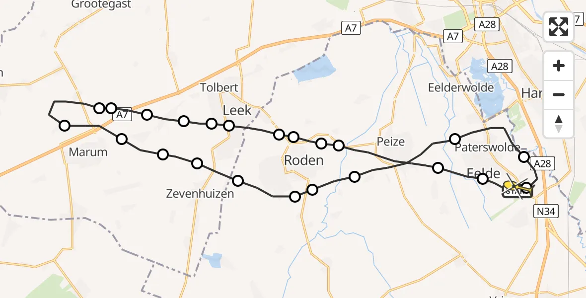 Routekaart van de vlucht: Lifeliner 4 naar Groningen Airport Eelde