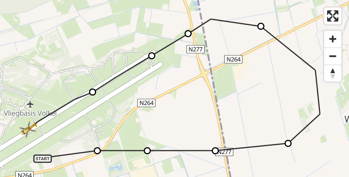 Vluchtroute Traumahelikopter Vliegbasis Volkel - Vliegbasis Volkel, 17 februari 2023, 09:30