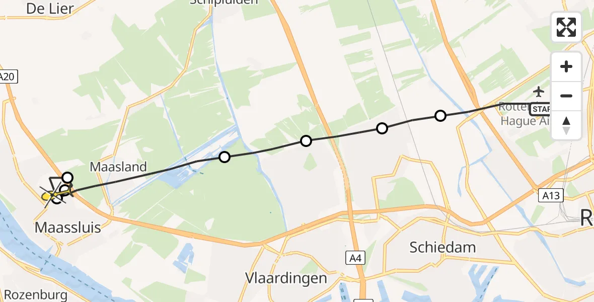 Routekaart van de vlucht: Lifeliner 2 naar Maassluis