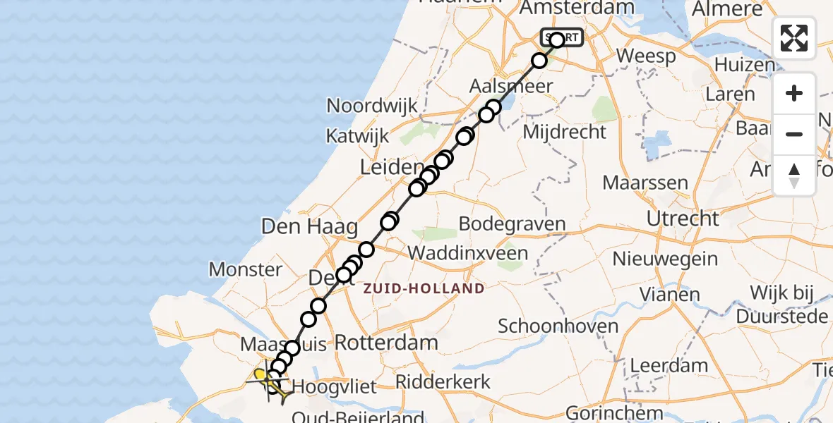 Routekaart van de vlucht: Lifeliner 1 naar Heenvliet