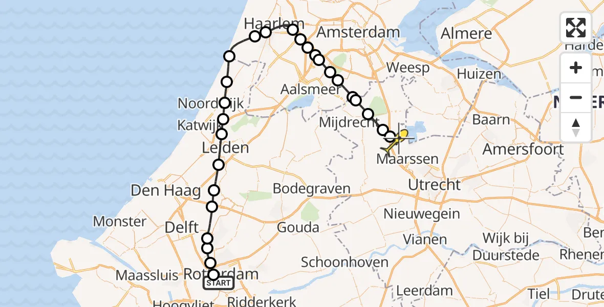 Routekaart van de vlucht: Lifeliner 1 naar Breukelen