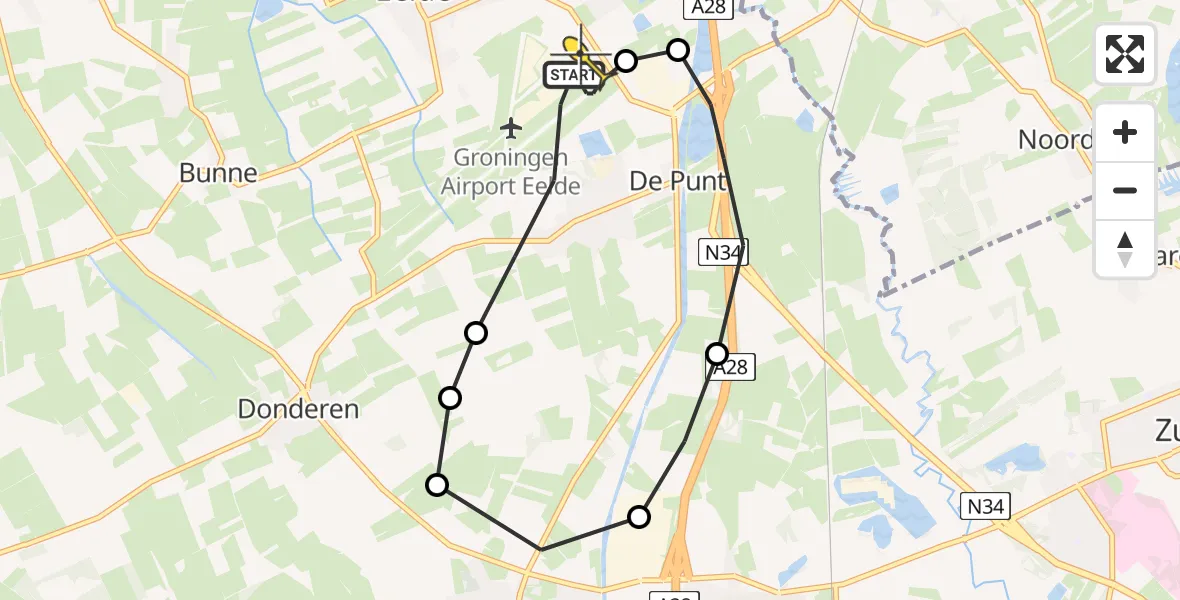 Routekaart van de vlucht: Lifeliner 4 naar Groningen Airport Eelde