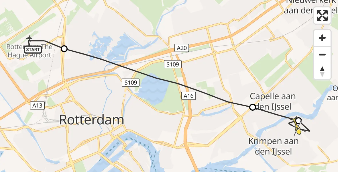 Routekaart van de vlucht: Lifeliner 2 naar Krimpen aan den IJssel