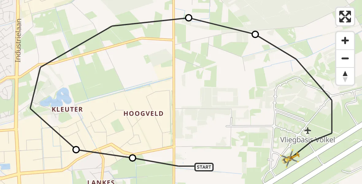 Vluchtroute Traumahelikopter Vliegbasis Volkel - Vliegbasis Volkel, 18 februari 2023, 16:28