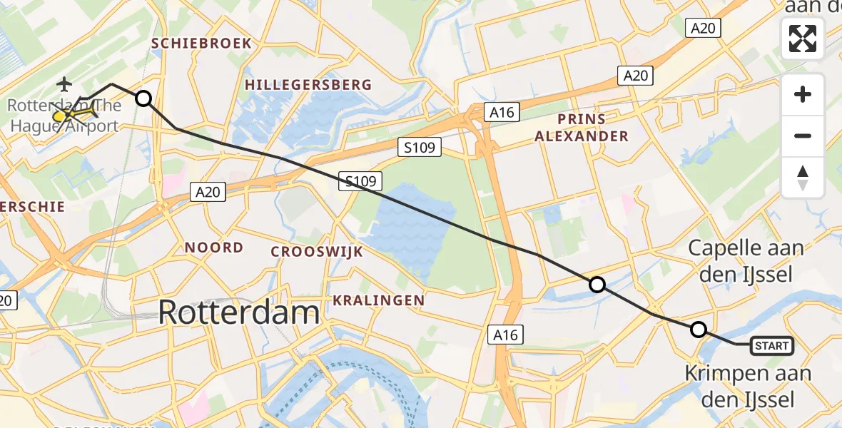 Routekaart van de vlucht: Lifeliner 2 naar Rotterdam The Hague Airport