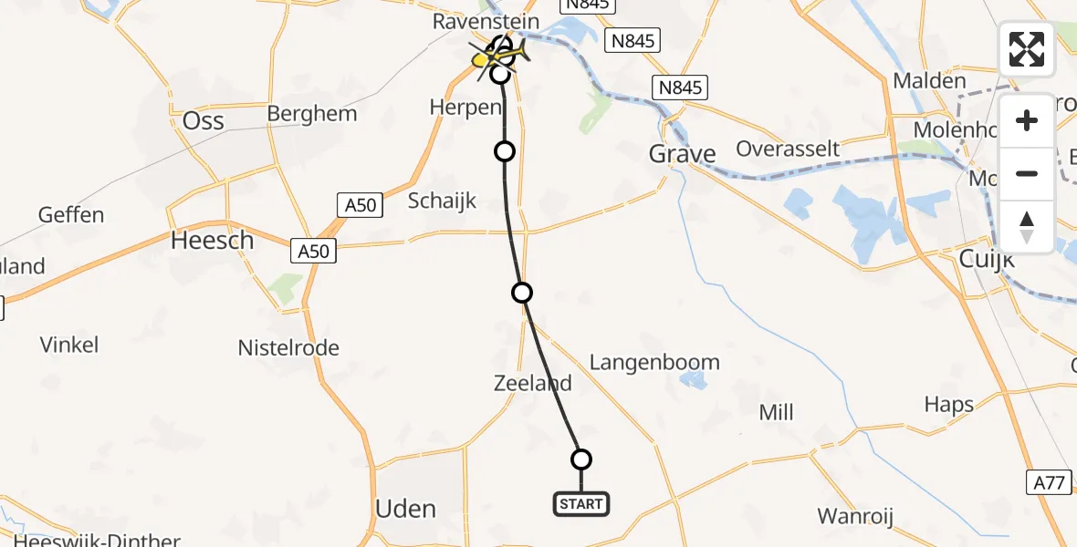 Routekaart van de vlucht: Lifeliner 3 naar Ravenstein