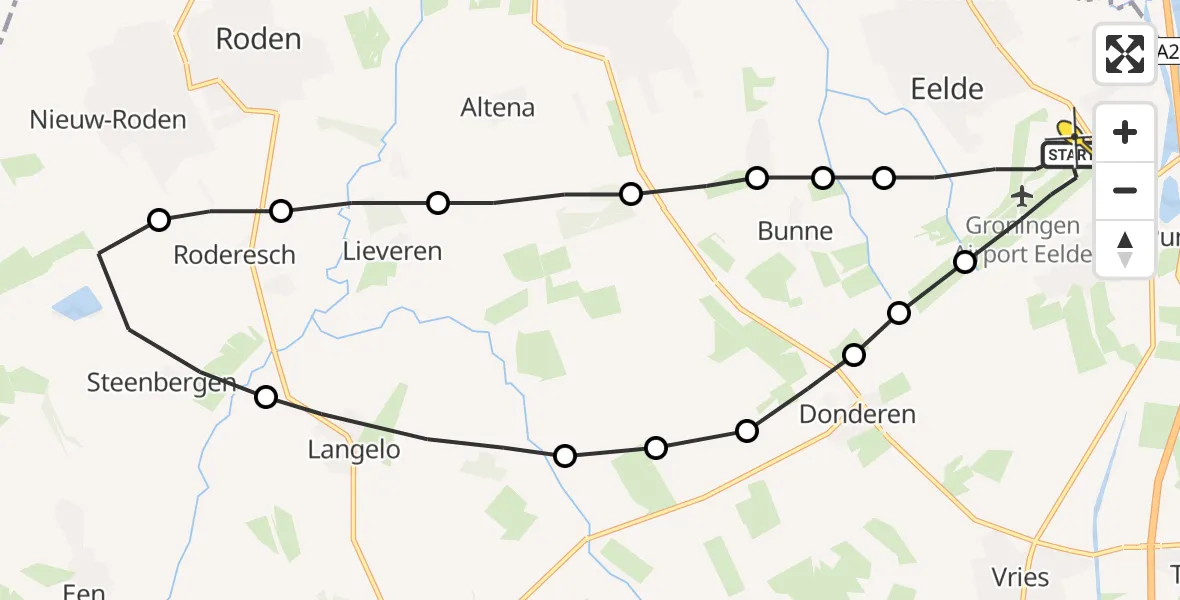 Routekaart van de vlucht: Lifeliner 4 naar Groningen Airport Eelde